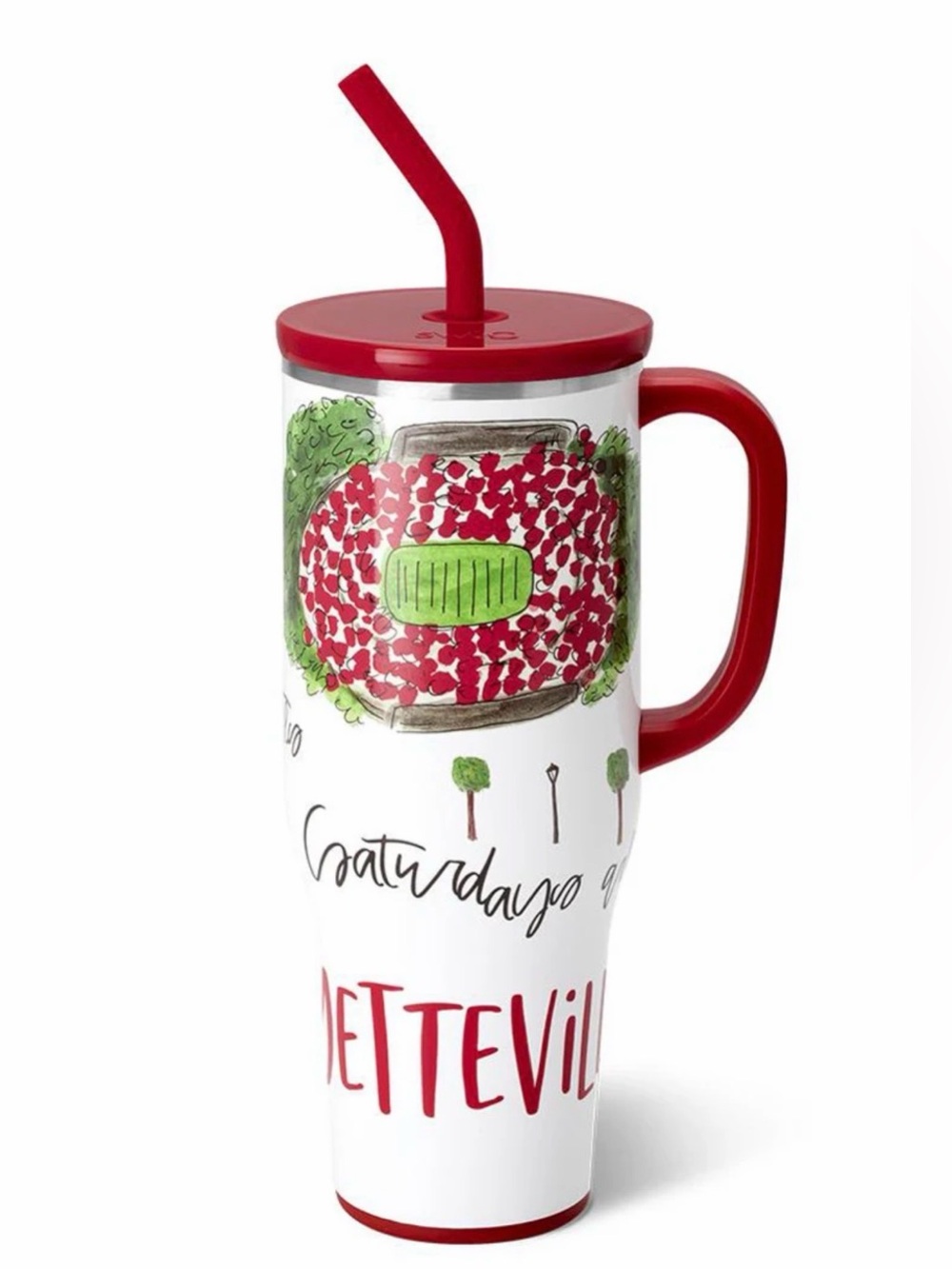 NWT Saturdays in Fayetteville Arkansas Football Swig Life 40oz Straw Tumbler